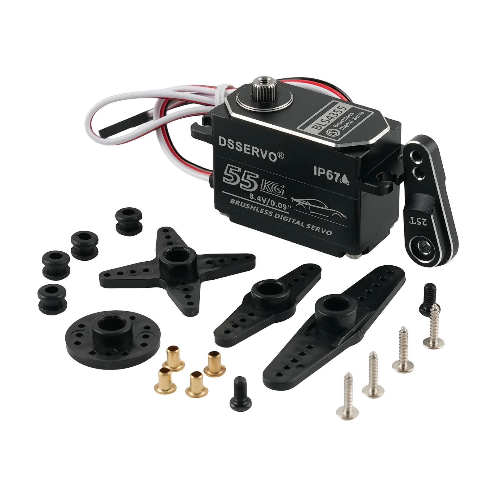 Rc Hobby Products - Dsservo BLS4355 55KG ロープロファイルオールメタルブラシレスデジタルサーボ 180/270度 RCサーボ