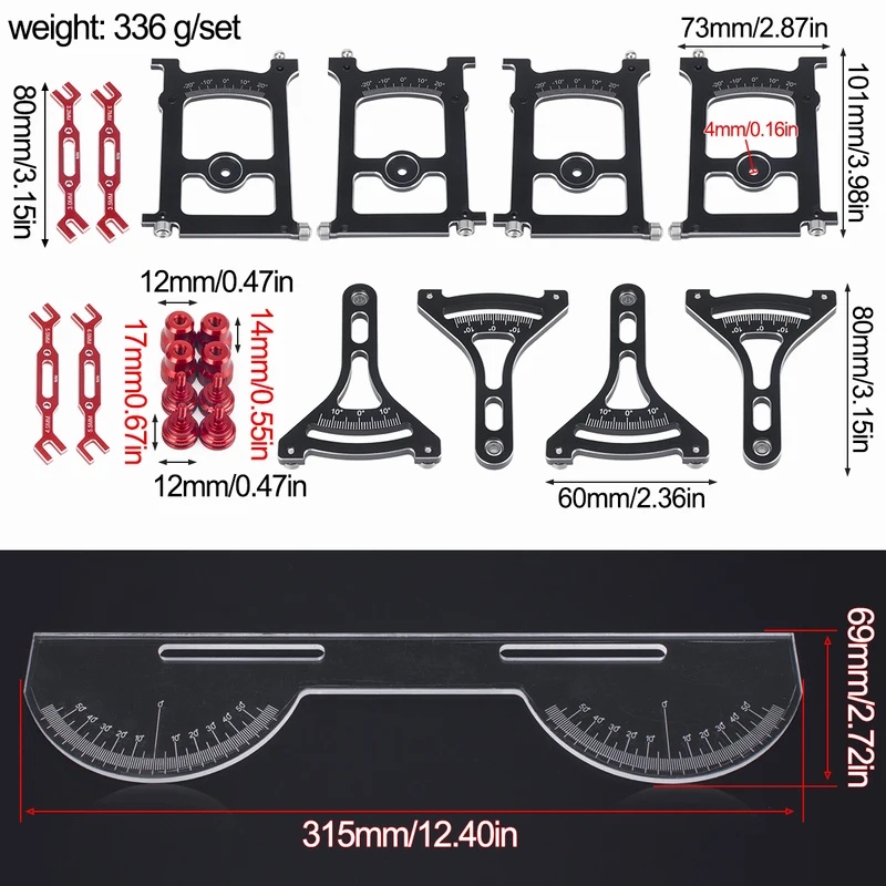 Rc Hobby Tools - RC アルミオンロードシャーシセットアップシステム測定ツールセット 1/10 アキシャル SCX10 カプラ