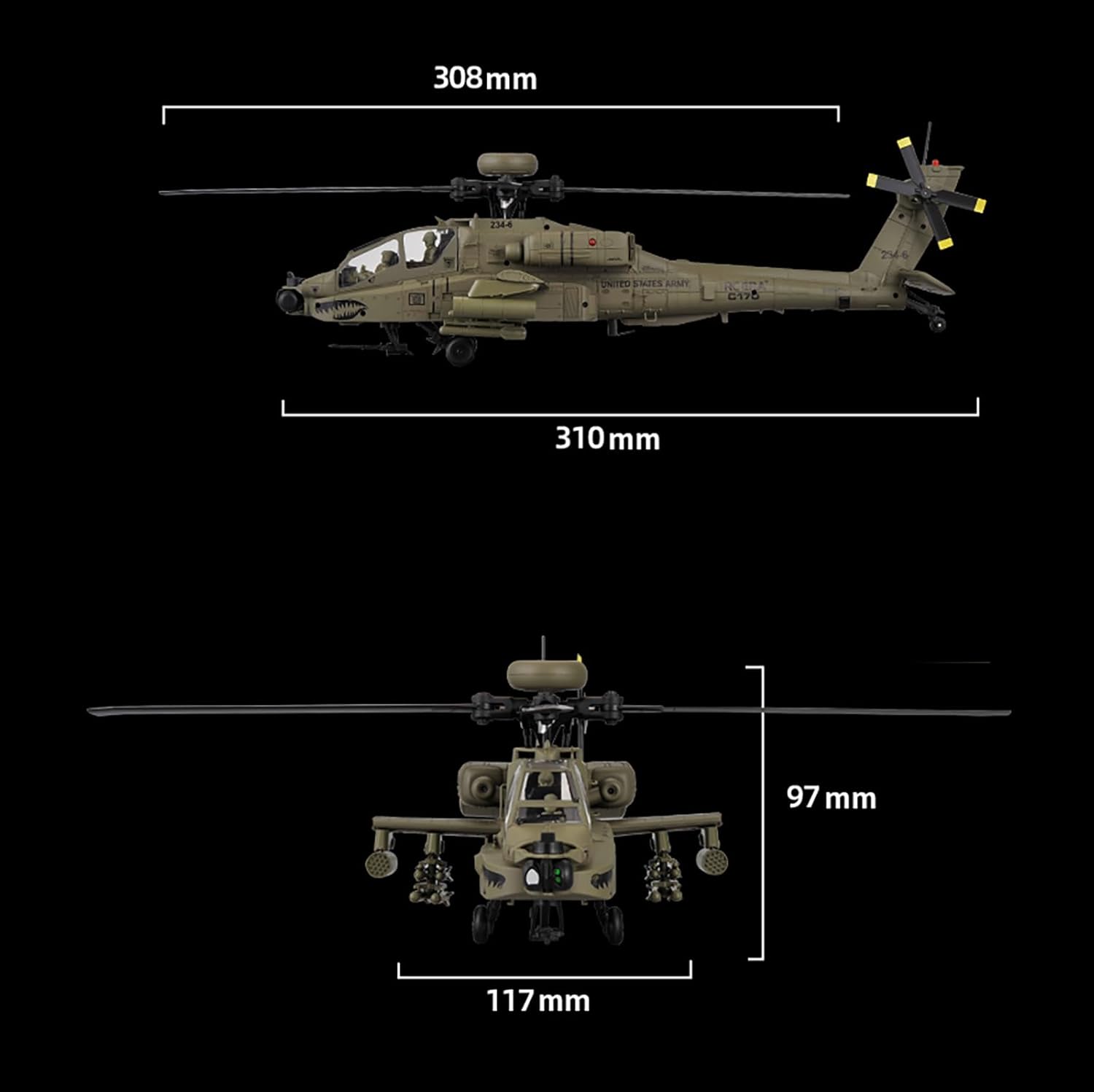 310MM 6CH C170 AH-64D リモートコントロ - Rc Hobby Helicopter のレビューと価格