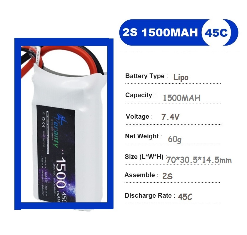 2 個 7.4V Lipo 2S バッテリー 1500mah - Rc Hobby Helicopter のレビューと価格