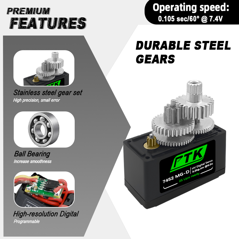 PTK 7452 MG-D 9 グラムデジタルサーボメタルギ - Rc Hobby Products のレビューと価格